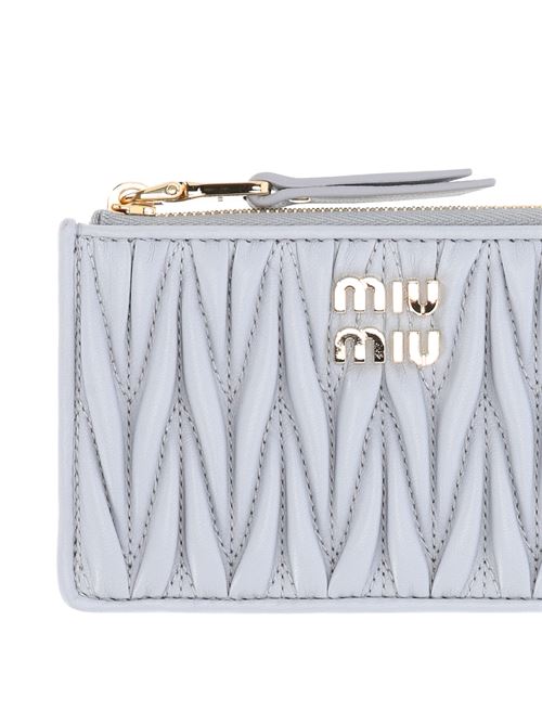 Blue-grey calf leather matelassé wallet MIU MIU | 5MB06M2FPPF0164